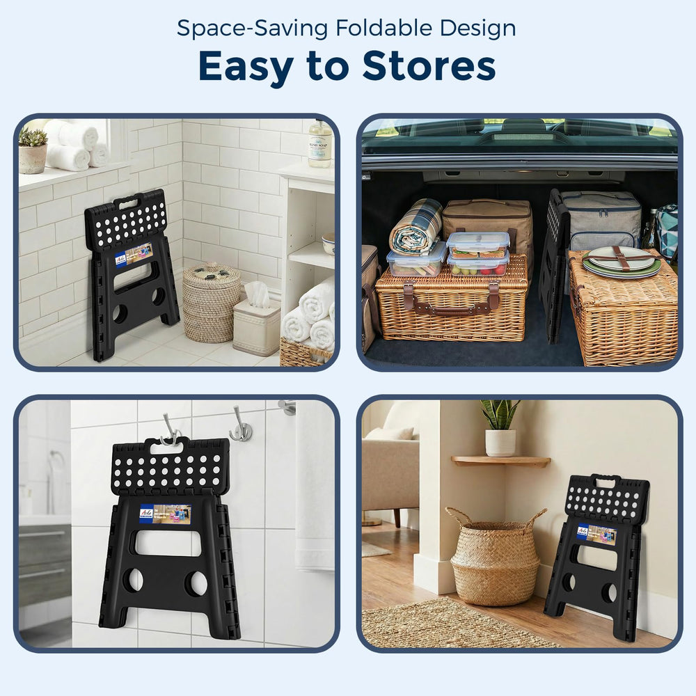 ACKO folded flat under shelf illustrating compact storage benefit