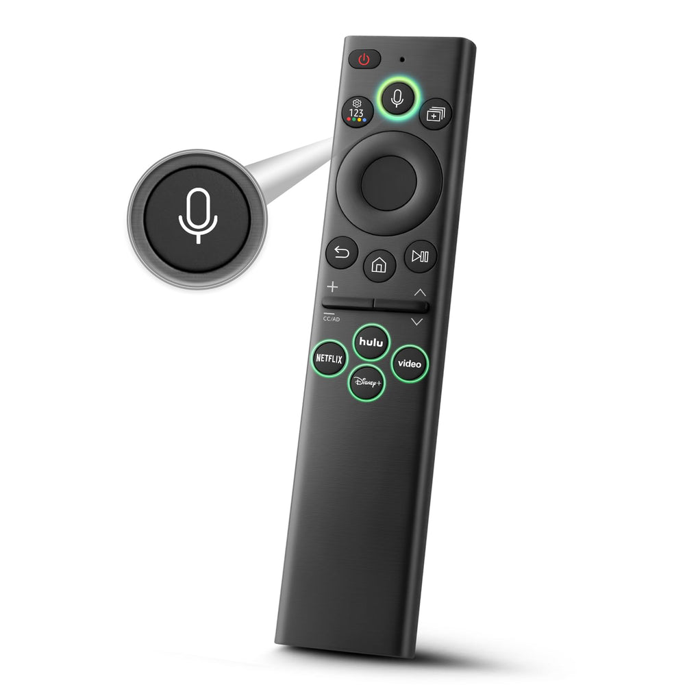 Acoyer remote front view showing buttons and quick access benefits