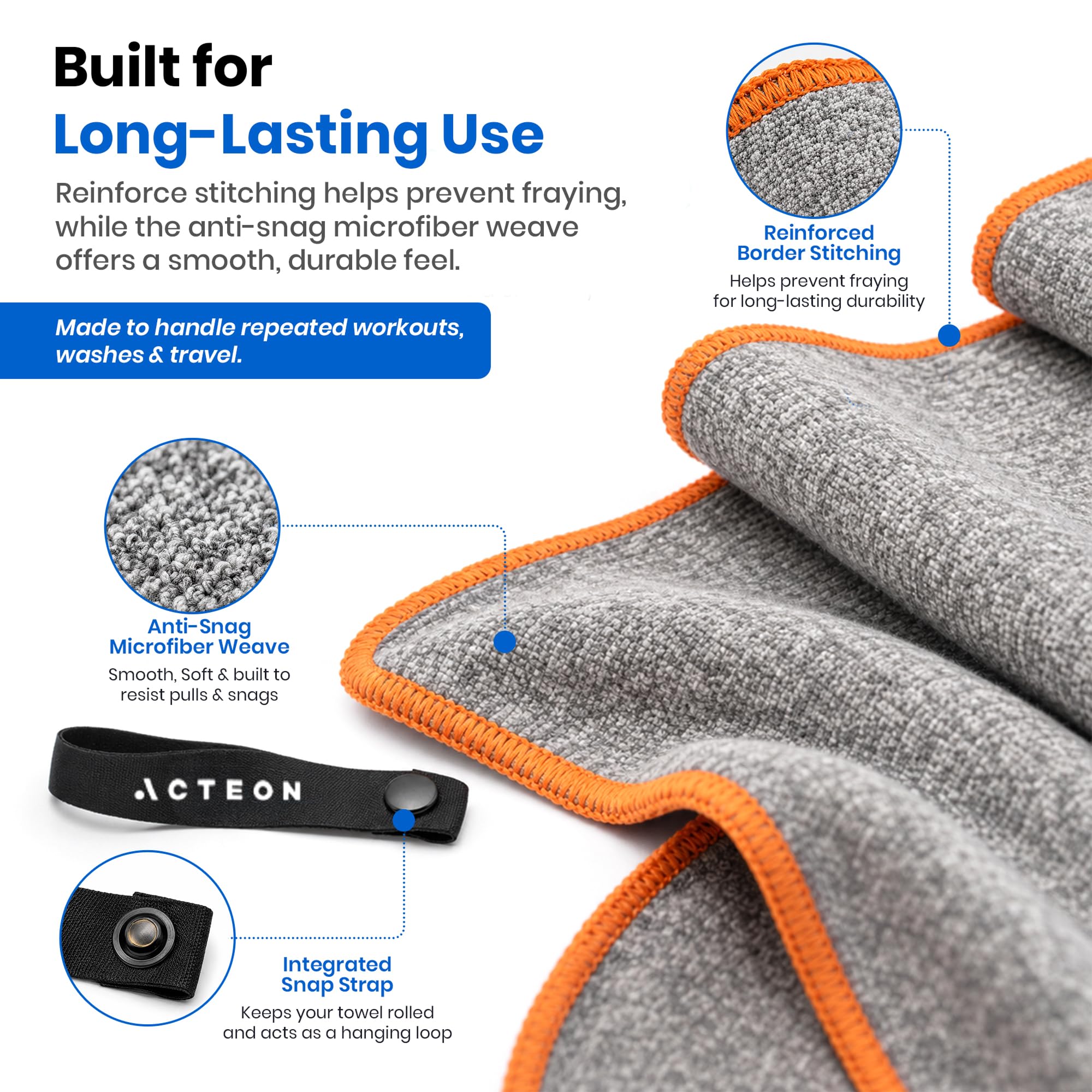 Acteon five towels laid flat to display colors, size, and pack variety