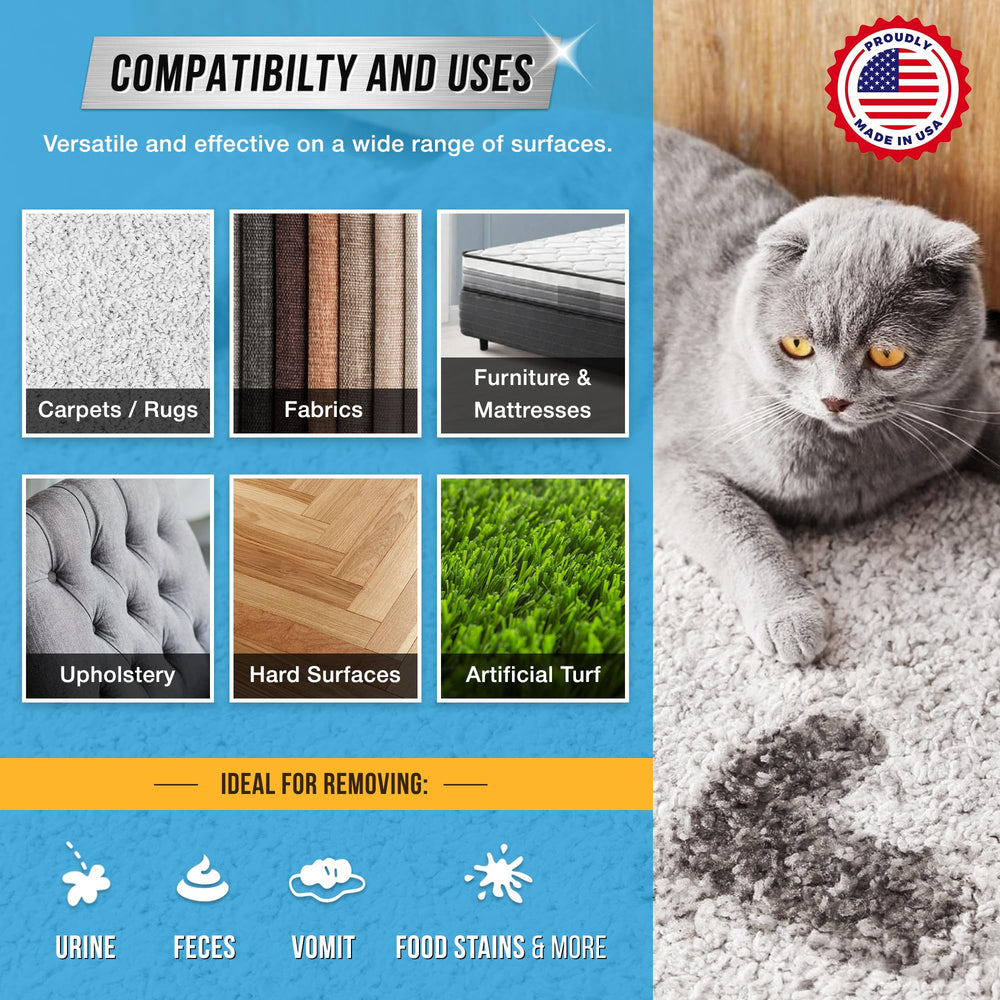 ACTIVE being sprayed onto carpet removing pet stains effectively