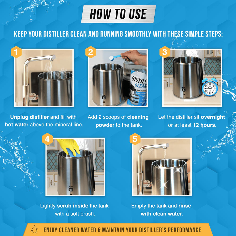 ACTIVE pouring scoop into water to mix cleaner for fast limescale removal benefit