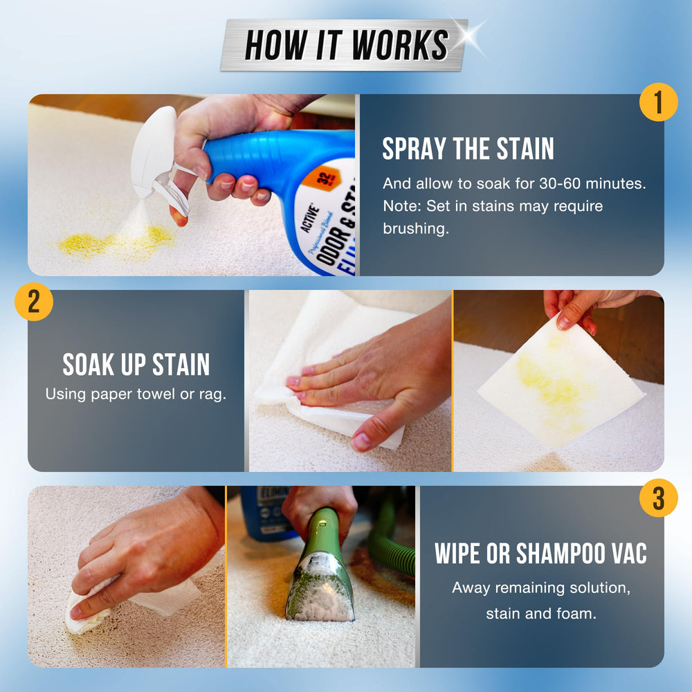 ACTIVE enzyme cleaner foam lather breaking down stains visibly