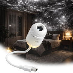 Adahed front view of the projector showing compact design and versatile use