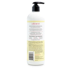 Close-up of Adamia lotion texture highlighting macadamia oil nourishment