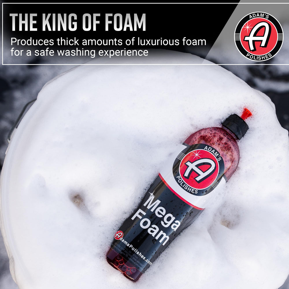 Thick white suds from a foam cannon with Adam's Polishes for safe cleaning