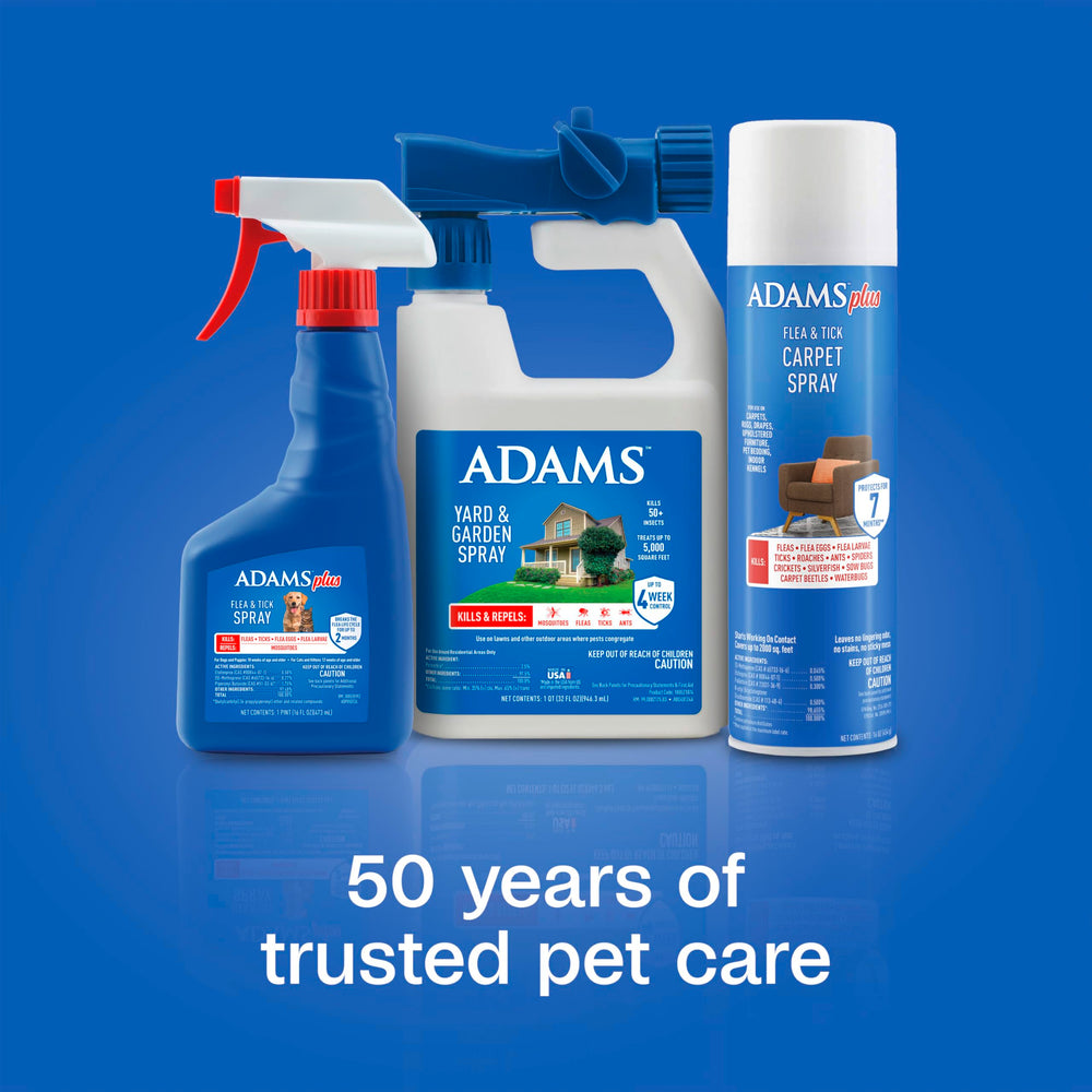 ADAMS product label close-up listing key active ingredients benefit