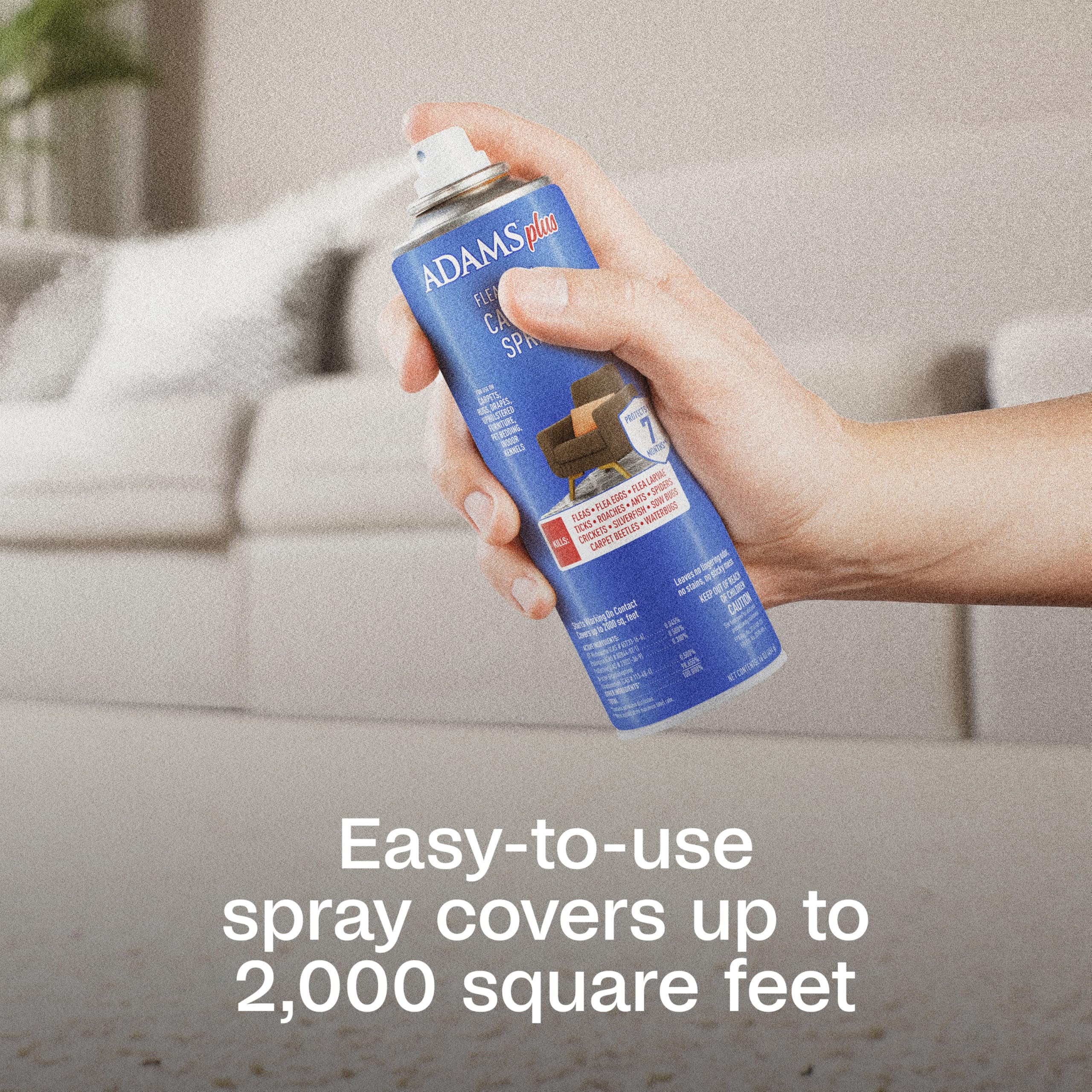 ADAMS treated carpet fibers close detail showing cleaner protection