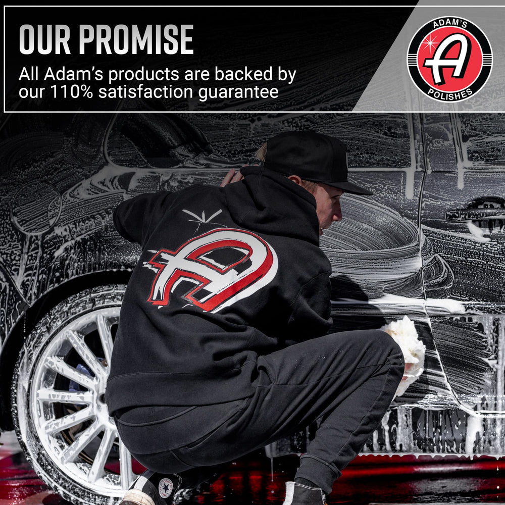 Adam's Polishes cleaning wheels and tires example showing multi-surface safety
