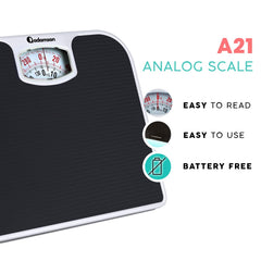 Adamson A21 dial close-up with large numbers for easy, quick weight checks