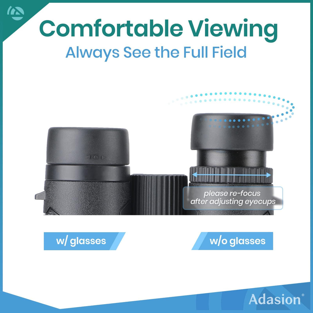Adasion twist-up eyecup detail showing easy comfort adjustments for glasses