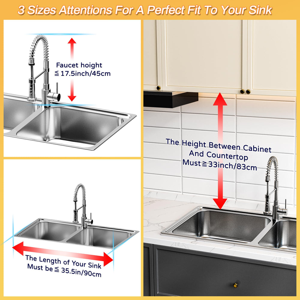 ADBIU next to sink for scale showing fit across 22.6 to 35.5 inches