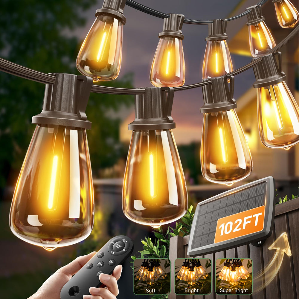addlon front packaging of solar string lights showing kit and benefits