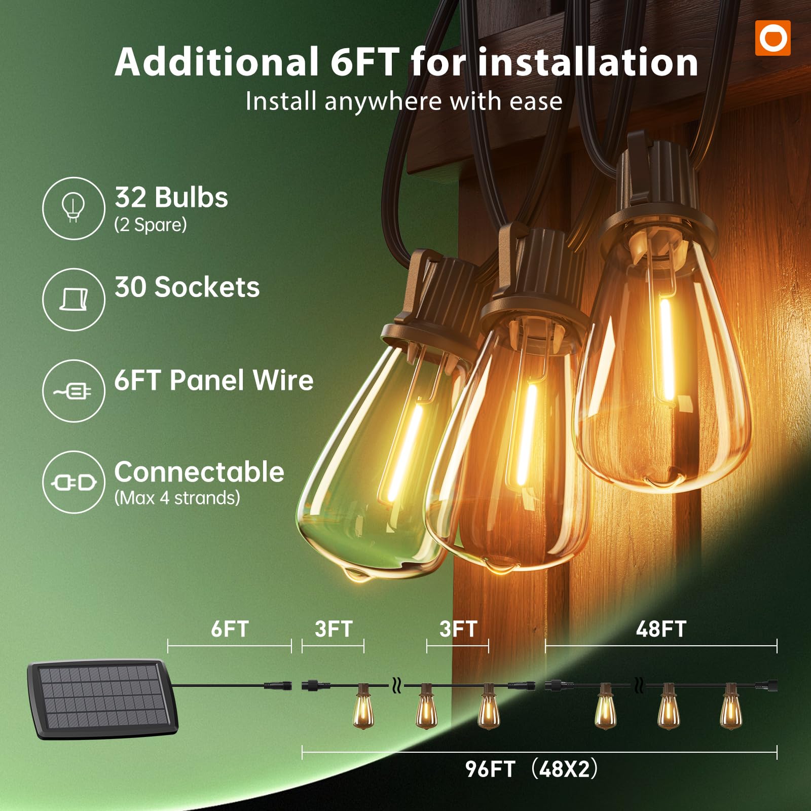 addlon full 102ft string spread out showing length and bulb spacing