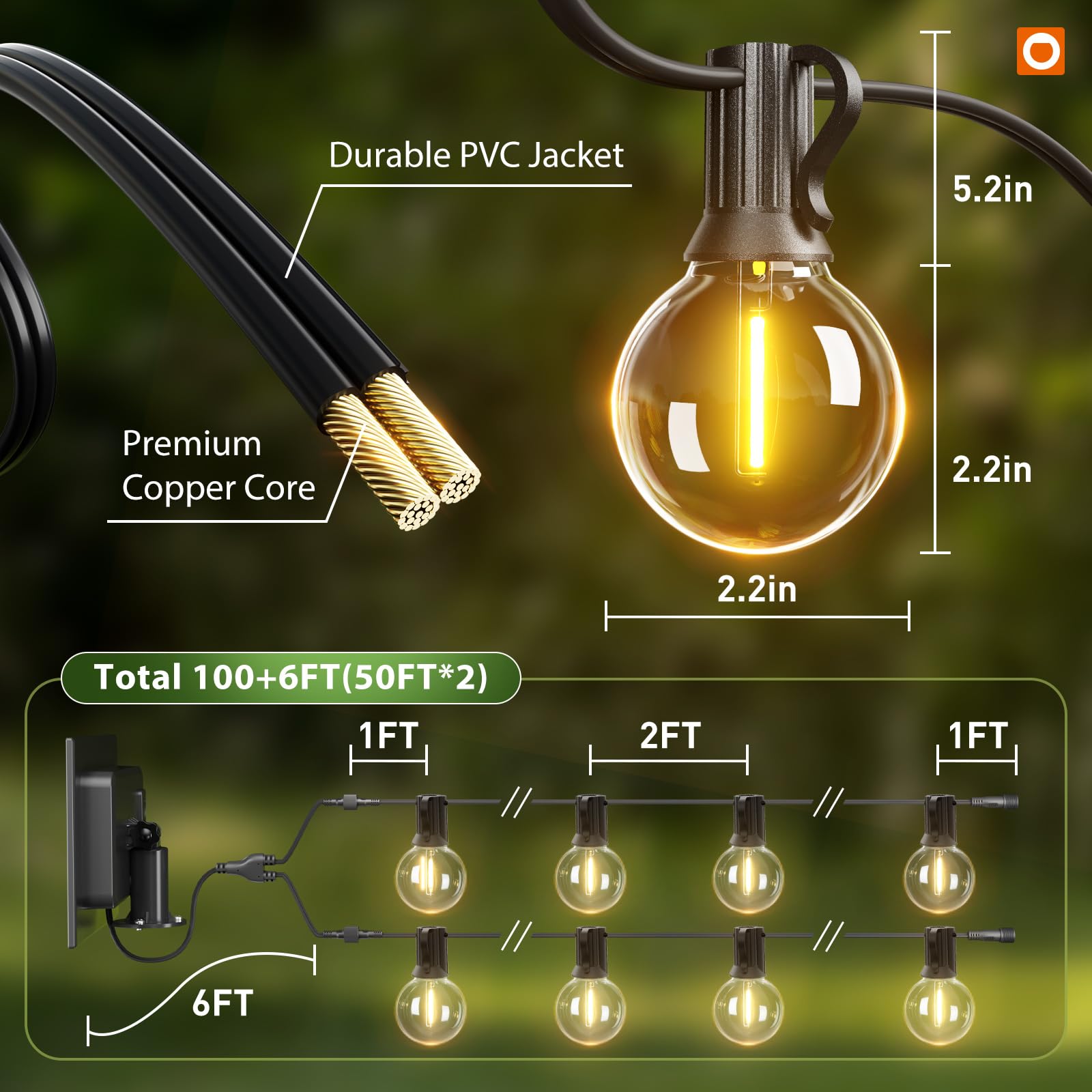 addlon measuring tape beside lights showing 100ft coverage advantage