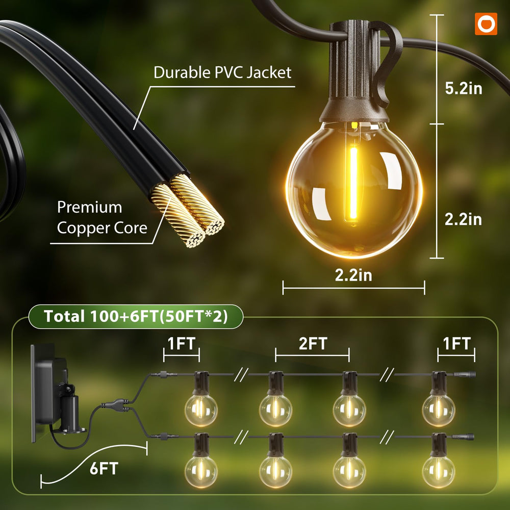 addlon measuring tape beside lights showing 100ft coverage advantage