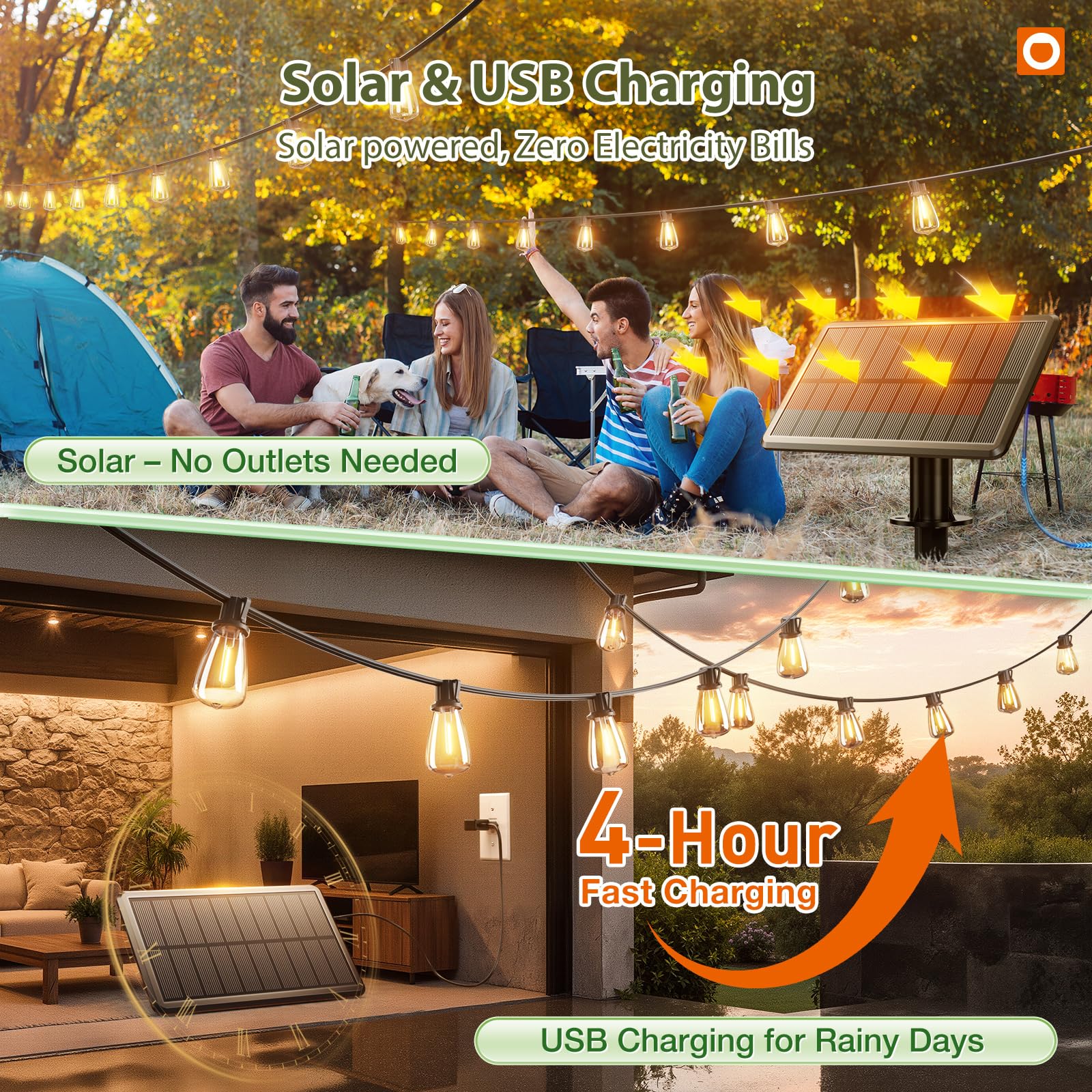 addlon solar panel mounted outdoors showing panel and stake for sun charging