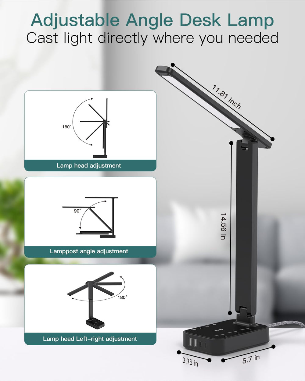 Addtam side profile lit to show adjustable angle and focused illumination