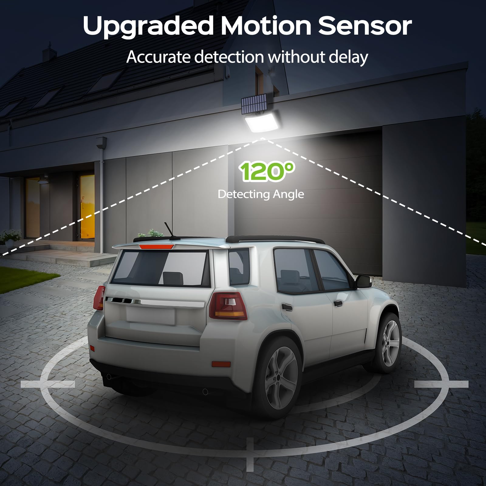 Adiding outdoor installation on garage illuminating driveway, security benefit