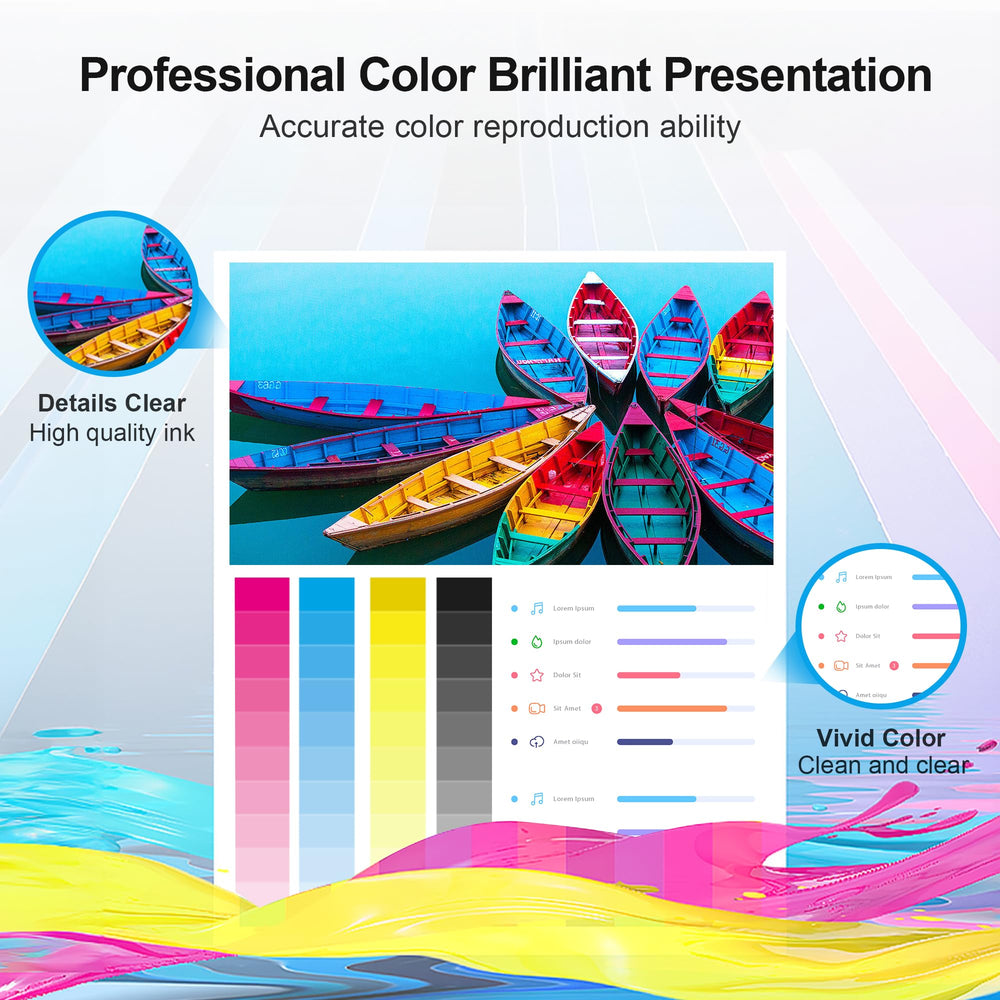 Adoccur printed page sample showing sharp black text and vibrant color prints