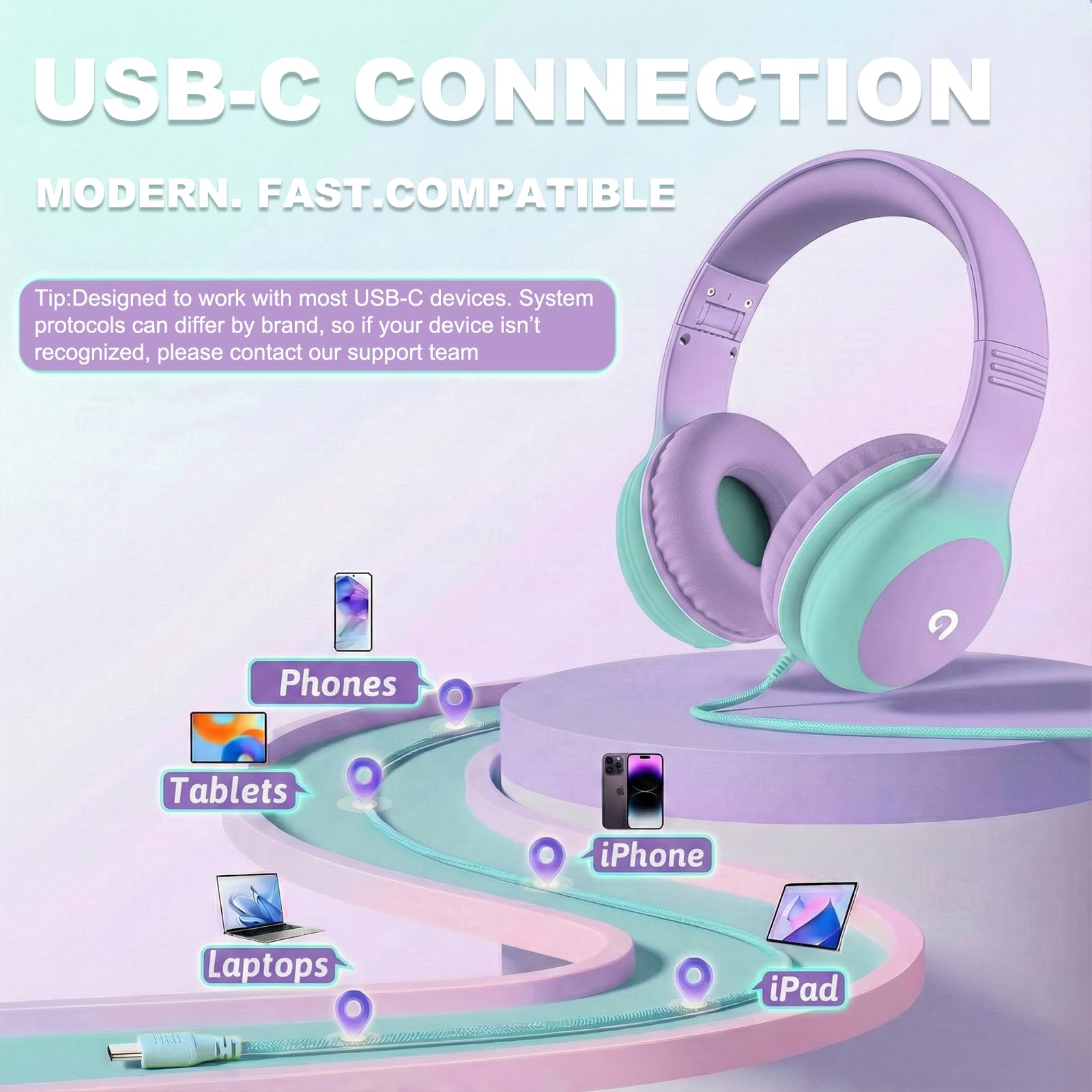 ADOOPE USB-C plug connected to a tablet demonstrating easy, modern device compatibility