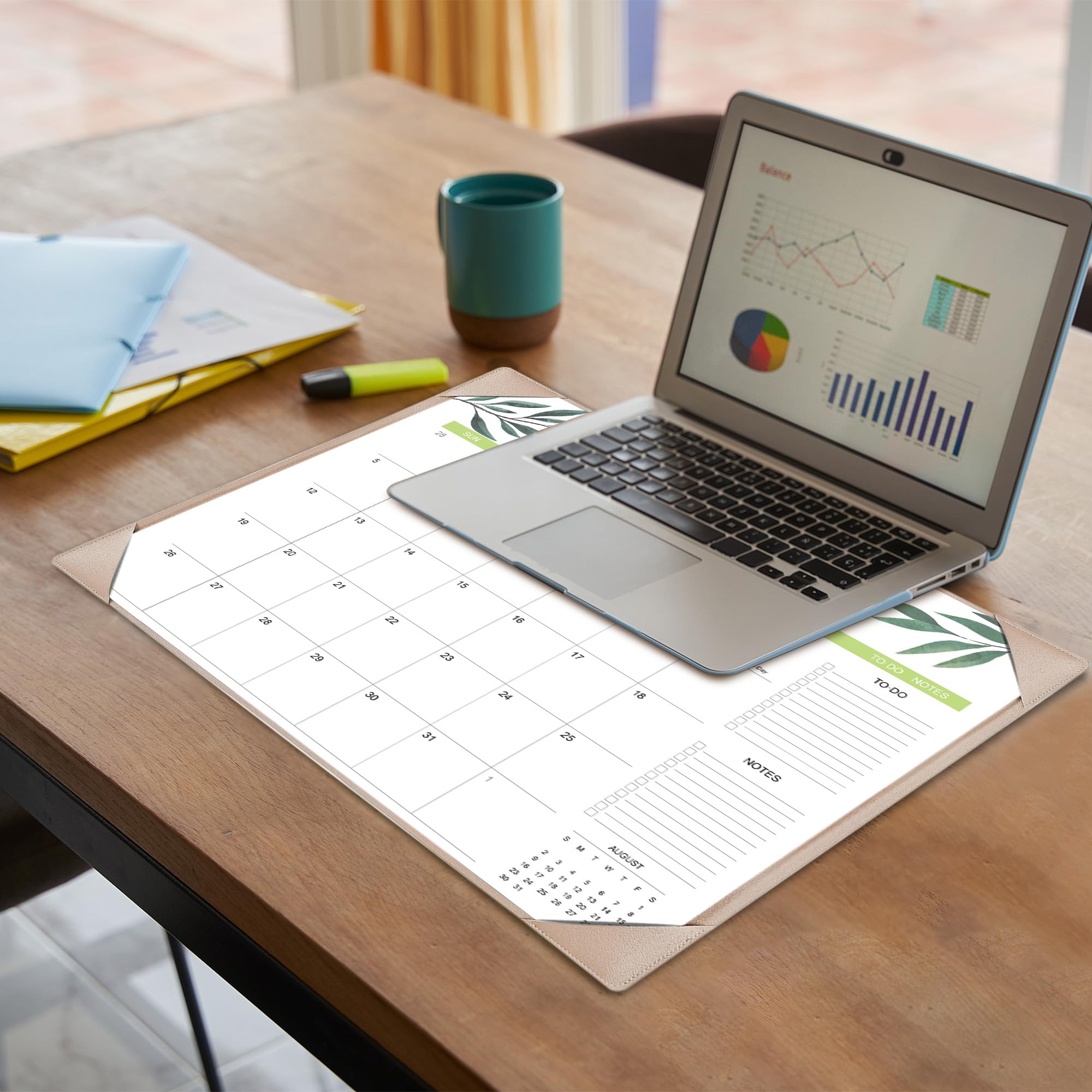 Adronix PU leather desk mat backboard detail, protects desk surfaces from stains and scratches