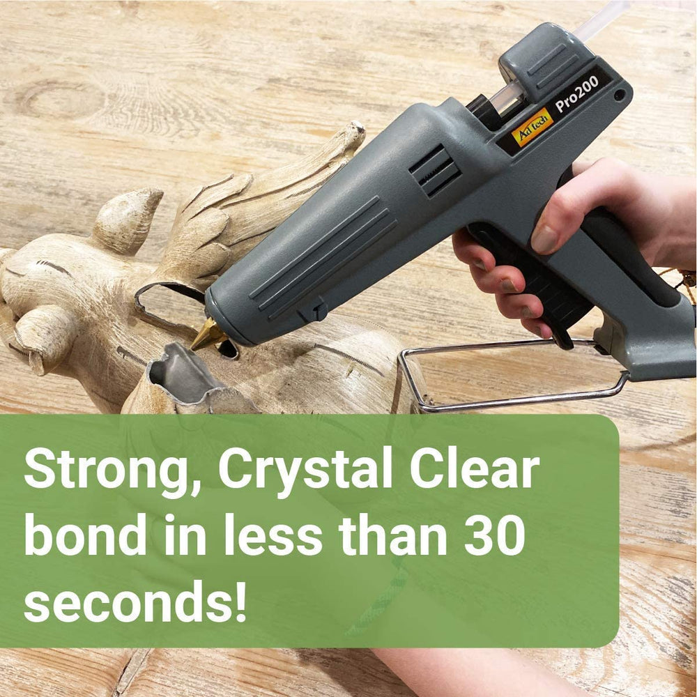 AdTech glue melting from a full-size gun tip for quick bonding