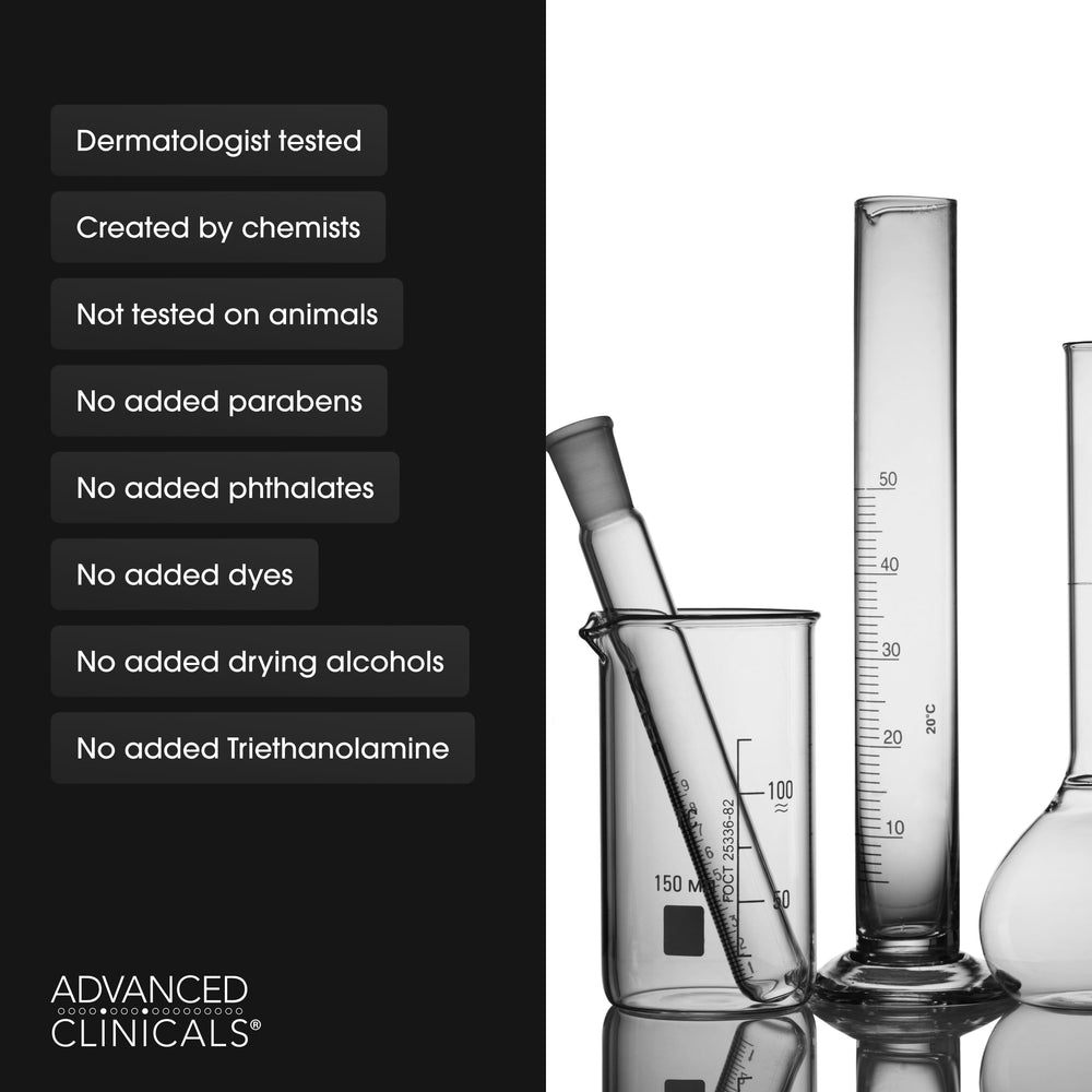 Advanced Clinicals jar styled on bathroom shelf showing daily routine and convenient use