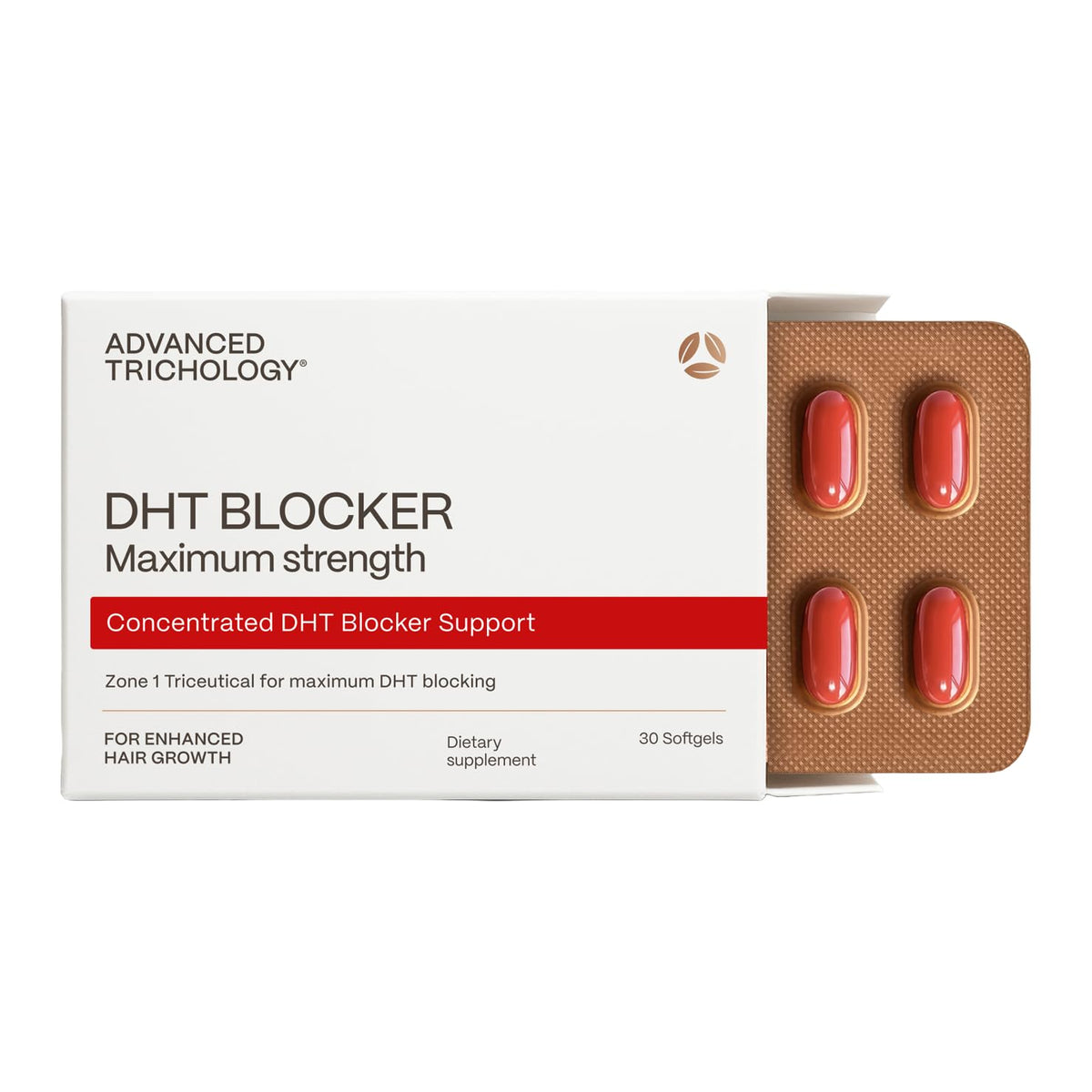 Advanced Trichology front packaging showing clean bottle and brand promise for hair support