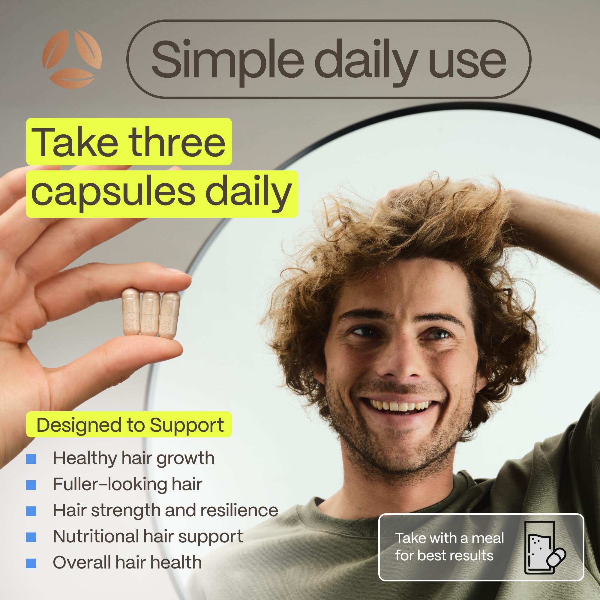 Advanced Trichology stylized ingredient graphic listing key active nutrients
