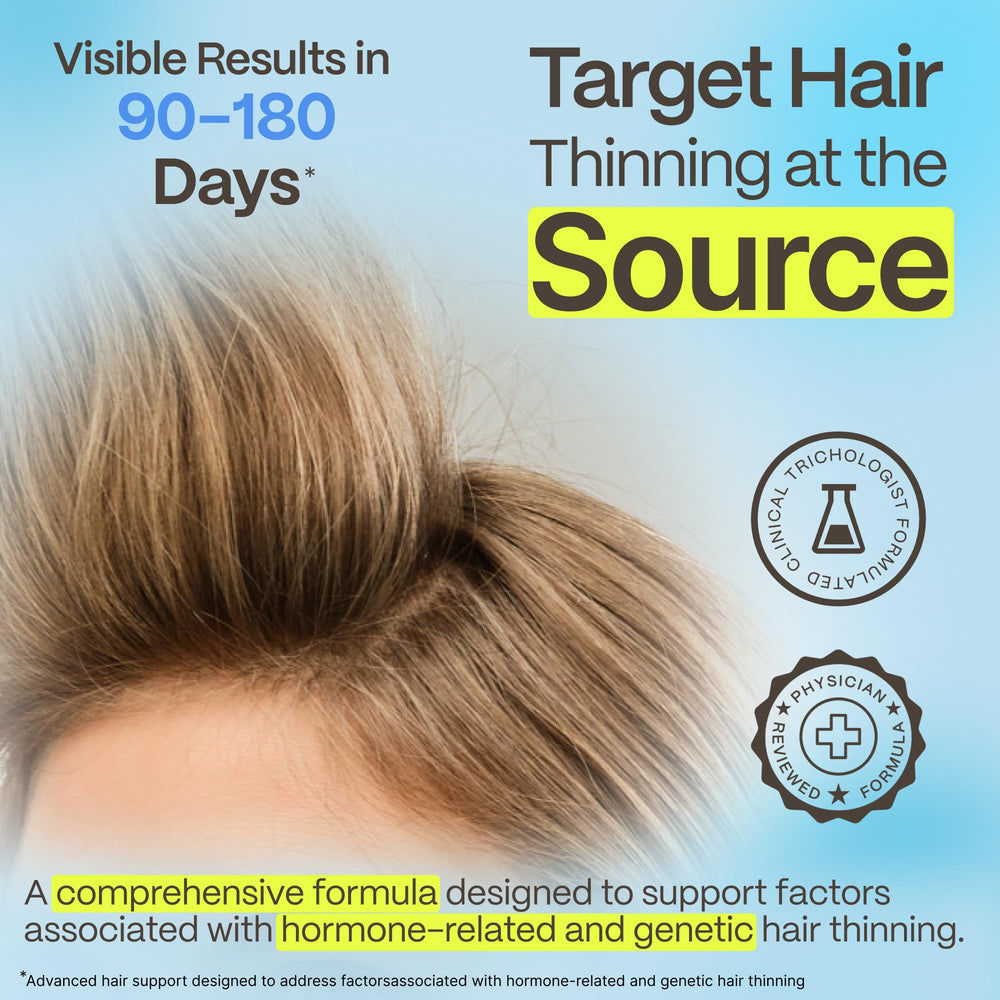 Advanced Trichology softgel in hand representing daily routine simplicity and consistency