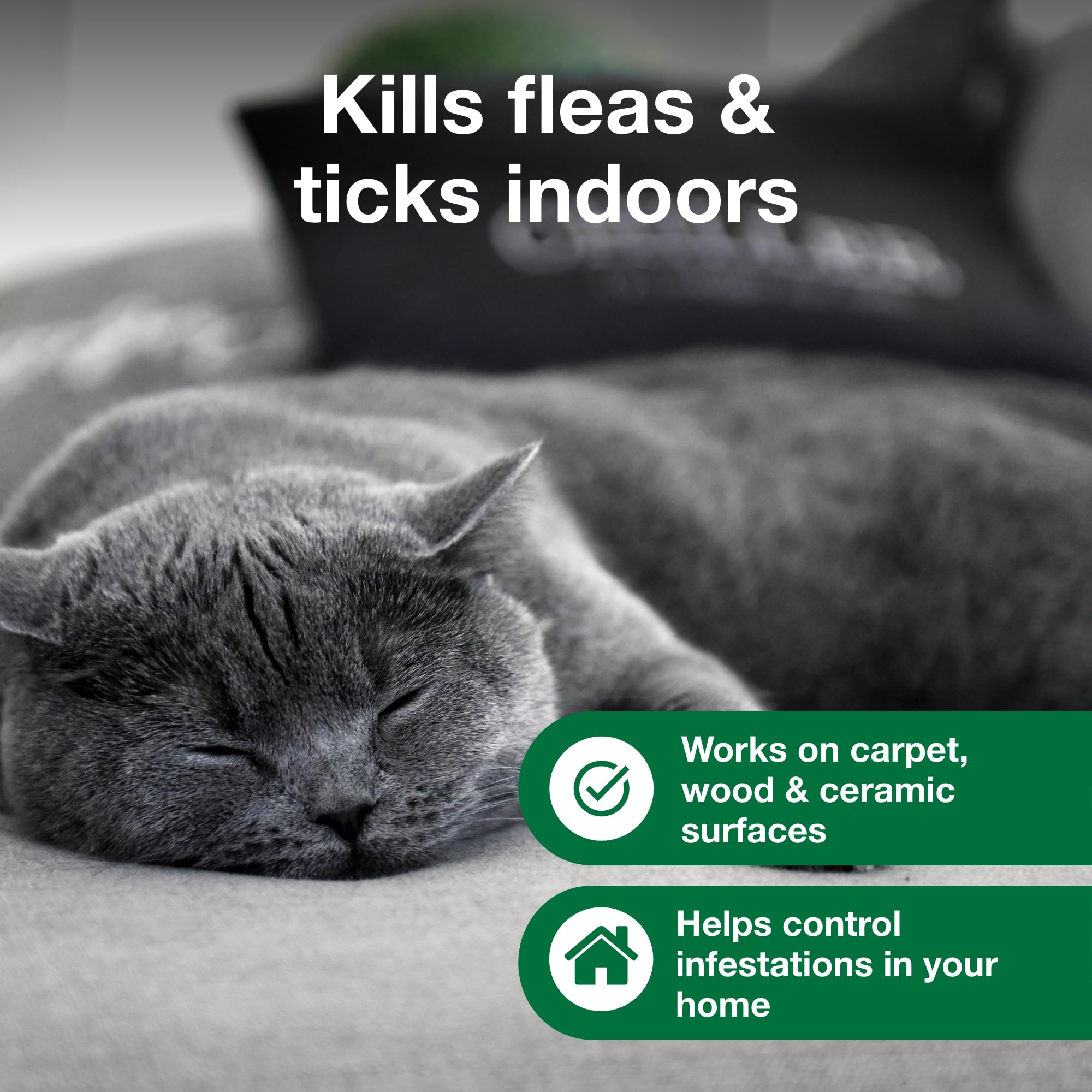 Advantage bottle beside pet bedding for targeted area use