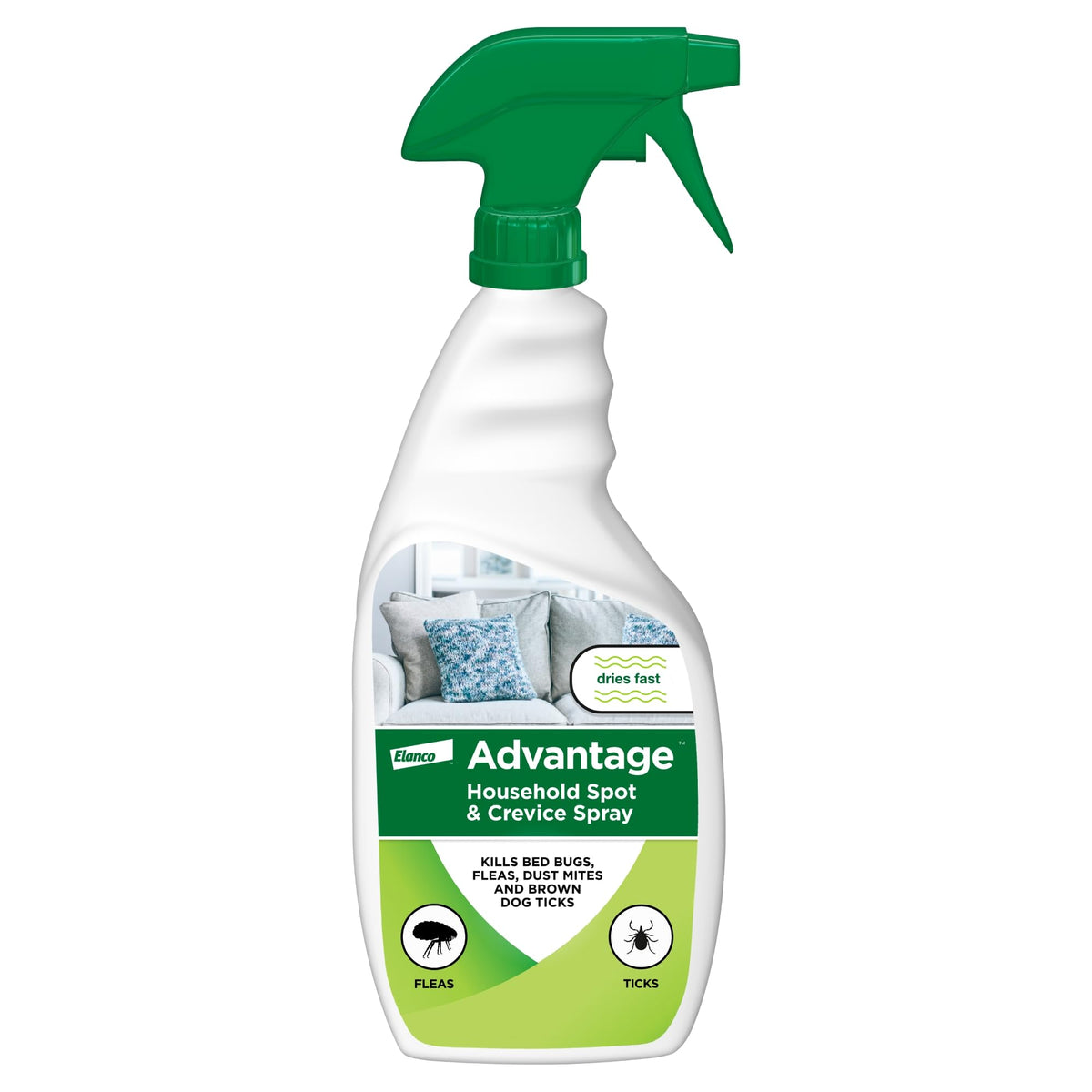 Advantage front label showing product name and purpose, clear identification benefit