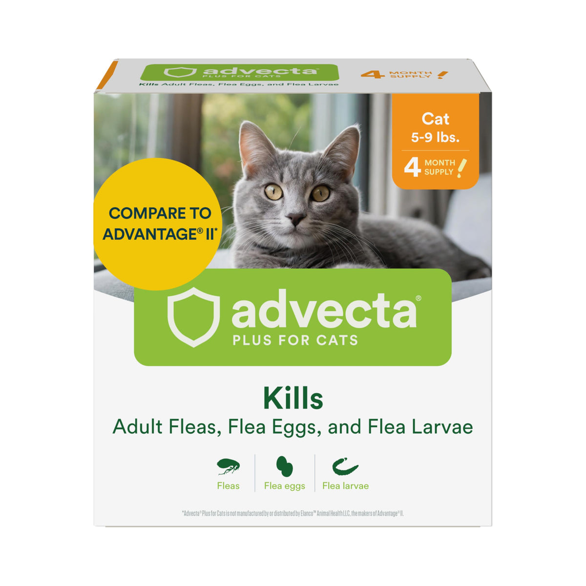 Advecta brand front packaging showing small cat dosing and benefits