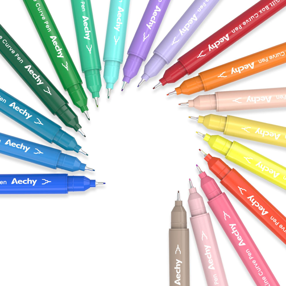 AECHY color range laid flat displaying vivid 18-color selection for easy picking