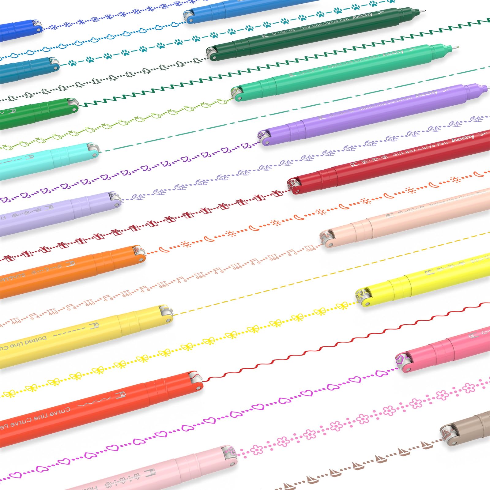 AECHY curve tip detail highlighting patterned roller for decorative underline effects