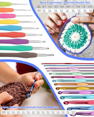 Aeelike ergonomic crochet hooks close-up for comfortable, longer crocheting