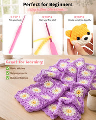 Aeelike ergonomic hooks and lace steel hooks display for comfortable extended crafting