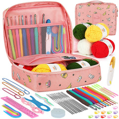 Aeelike kit front view in pink showing compact zip pouch and contents for tidy storage