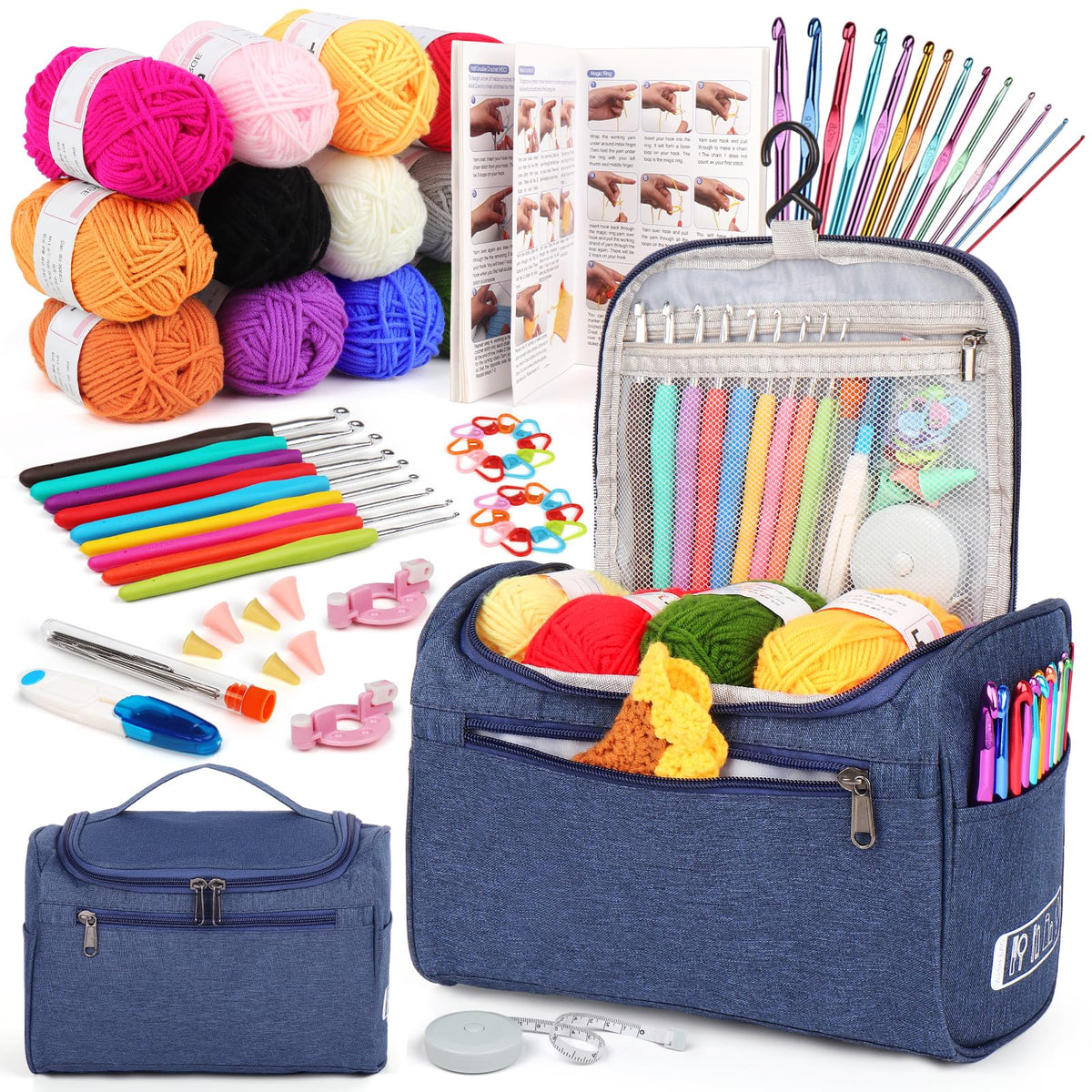 Aeelike navy tote and complete kit laid out for quick setup and storage