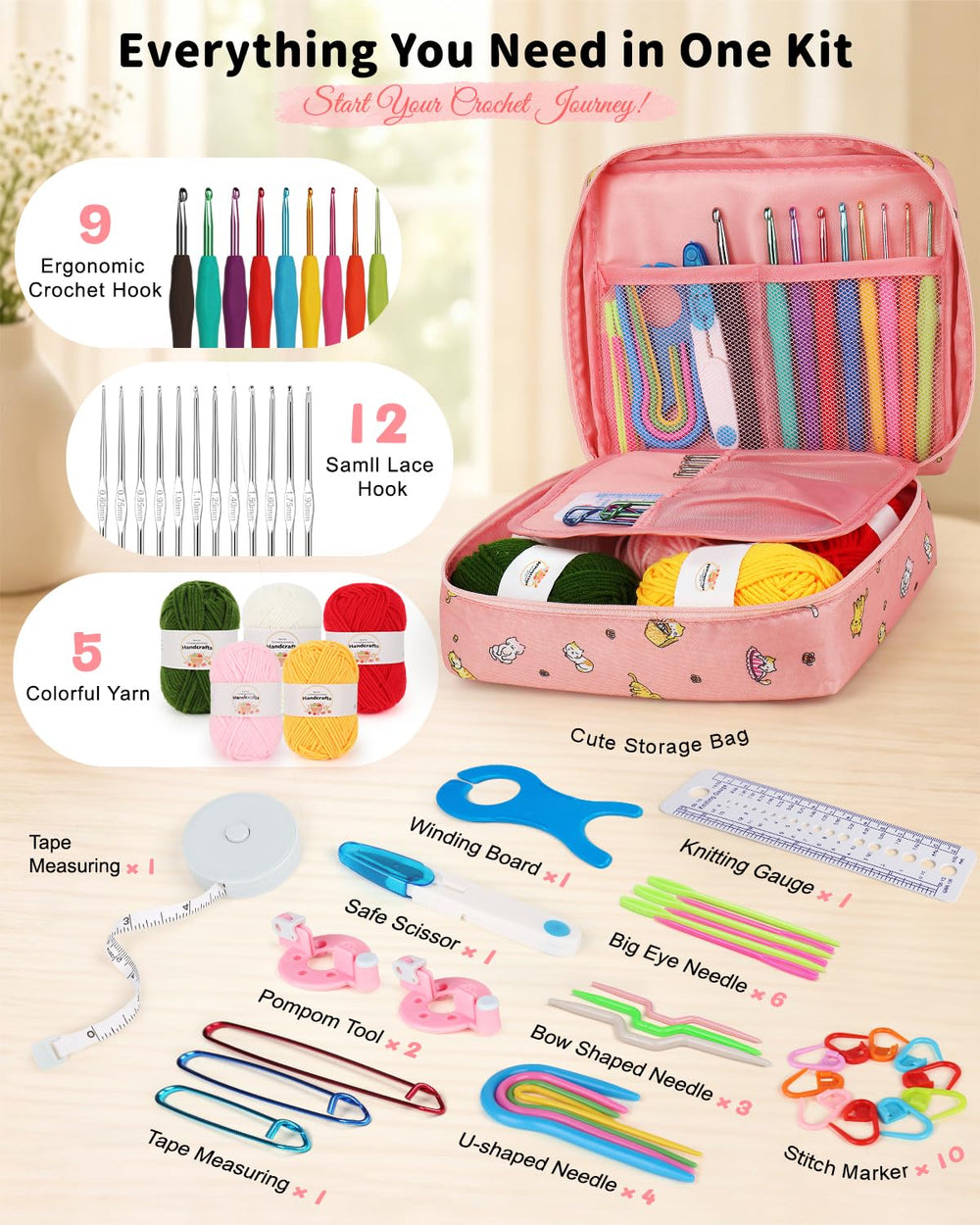 Aeelike interior mesh pockets holding tools for organized travel-friendly crafting