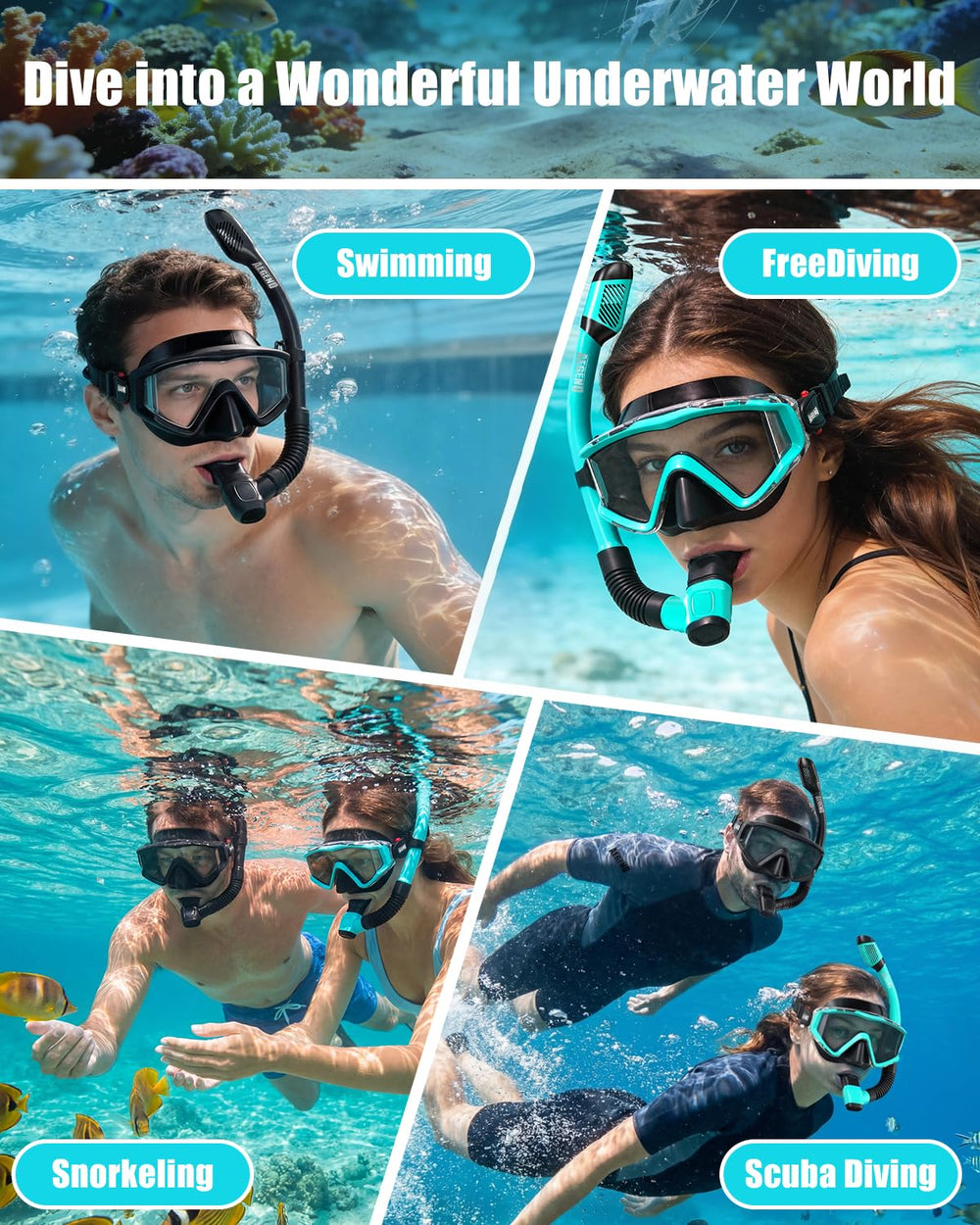 Aegend child using S/M mask on beach showing safe, easy snorkeling start