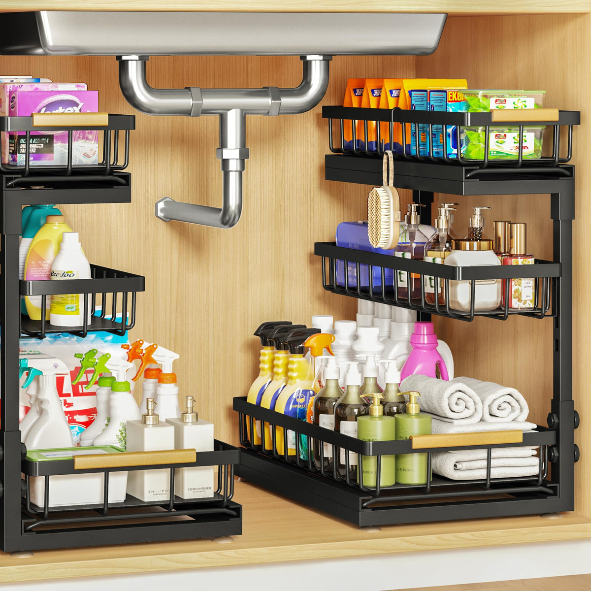 Aekenr front view of two packed organizers showing compact storage benefit