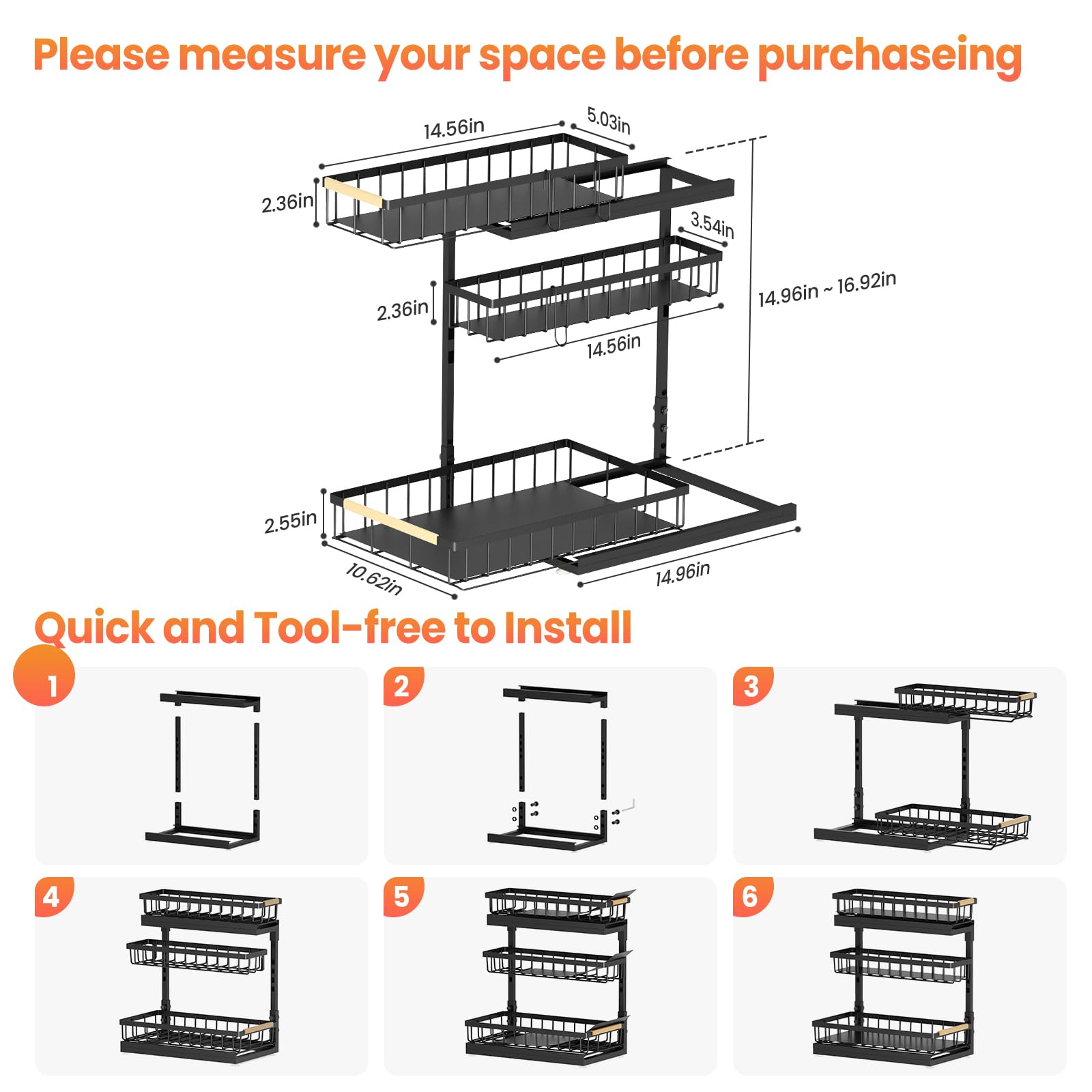Aekenr organizer in bathroom vanity showing tidy countertop and accessibility