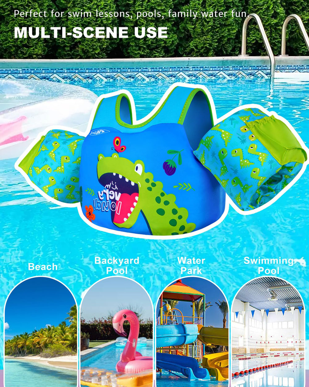 AEOCOO swim vest folded flat showing compact storage and travel convenience