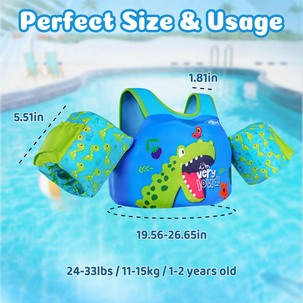 AEOCOO vest next to a toy showing size scale for 20–30 lb toddlers
