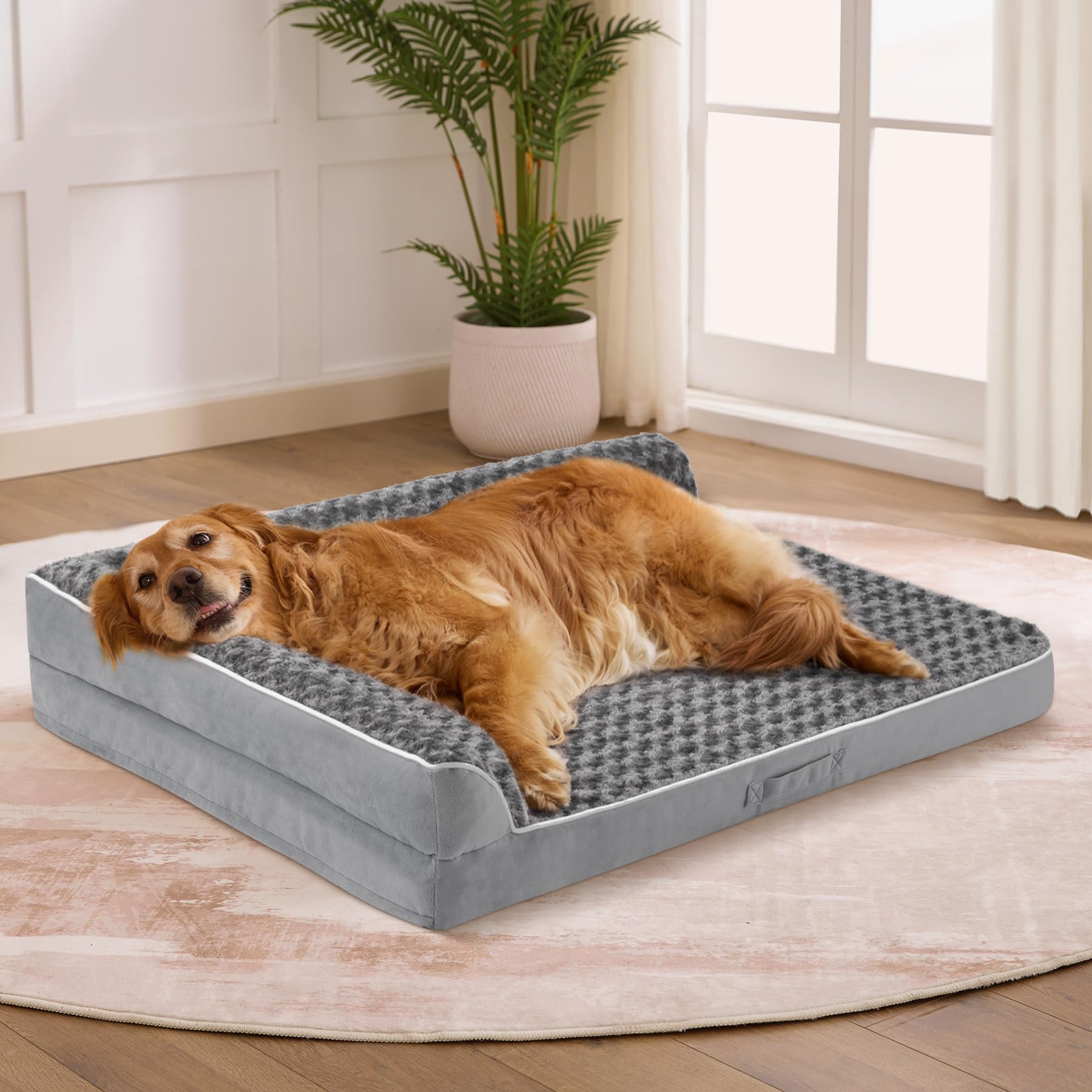 Aeroluxe front view of the XL orthopedic bed showing full sleeping surface and bolster benefit