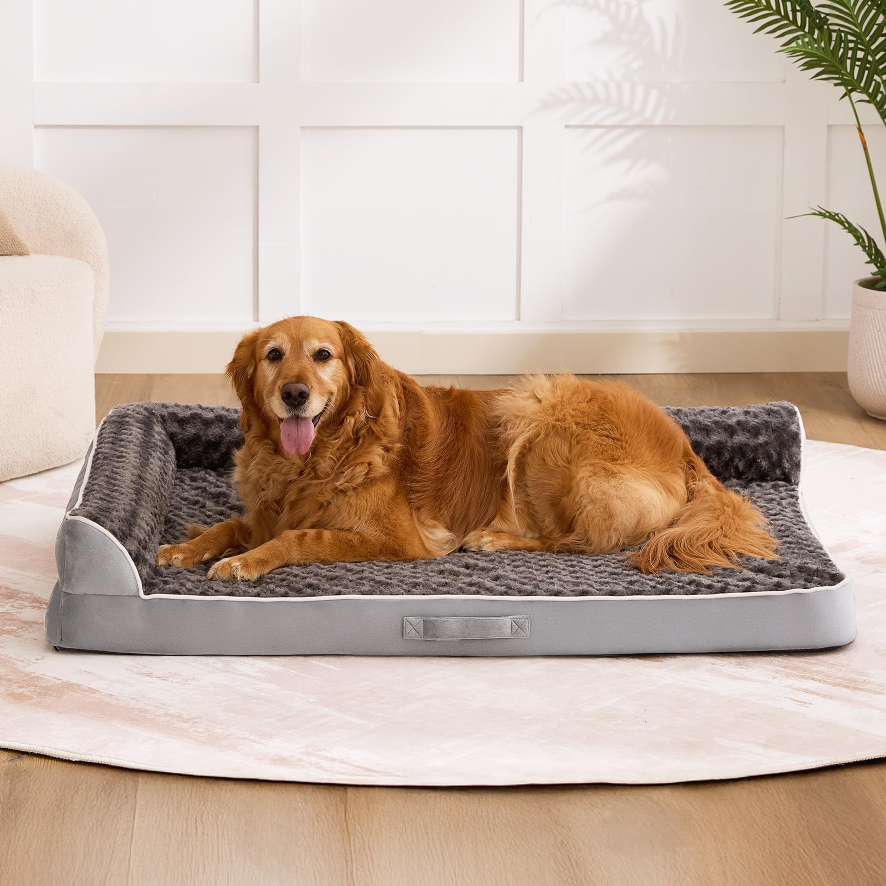 Aeroluxe bed styled in living room demonstrating neutral design and comfort