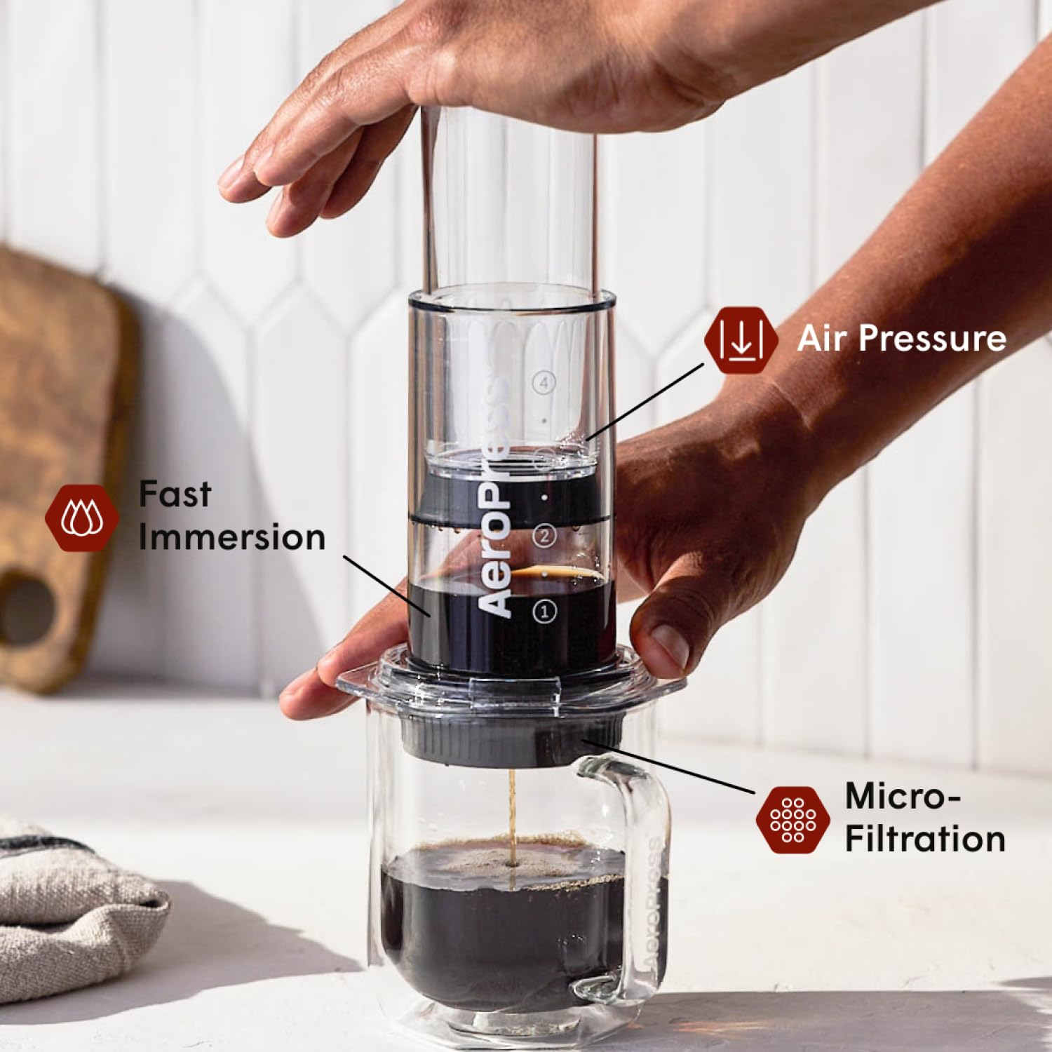 AeroPress close-up of valve and seal for reliable drip-stop control