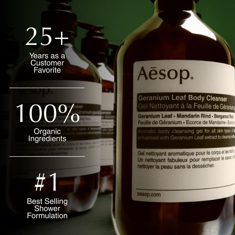 Aesop gel texture close-up, shows lightweight lathering benefit