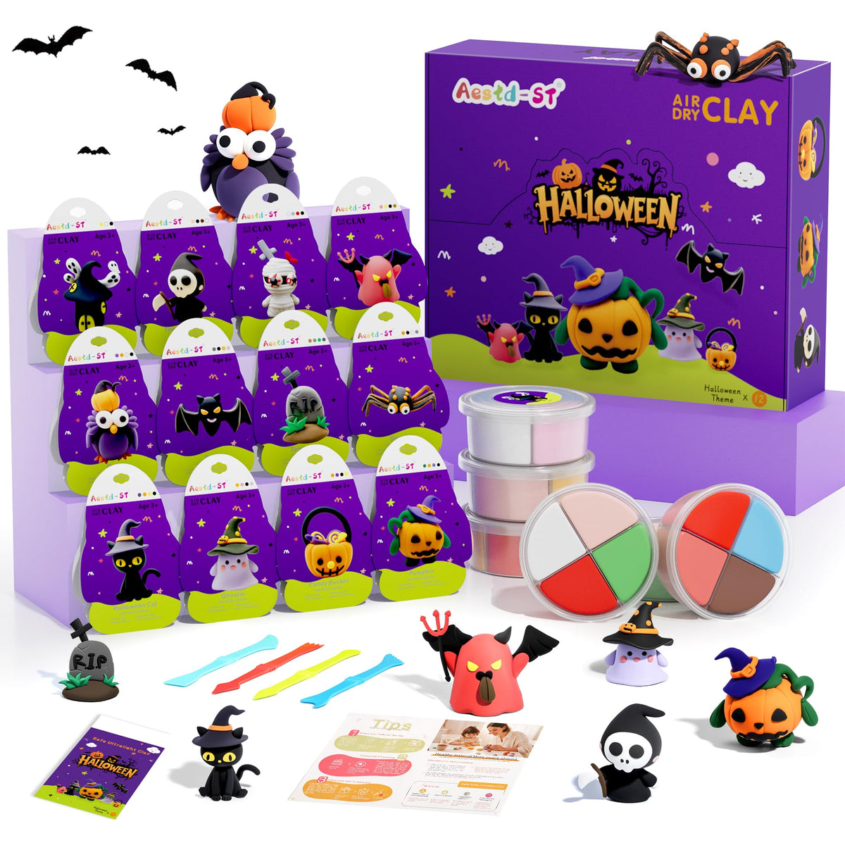 Aestd-ST front packaging showing Halloween kit benefits and colorful design